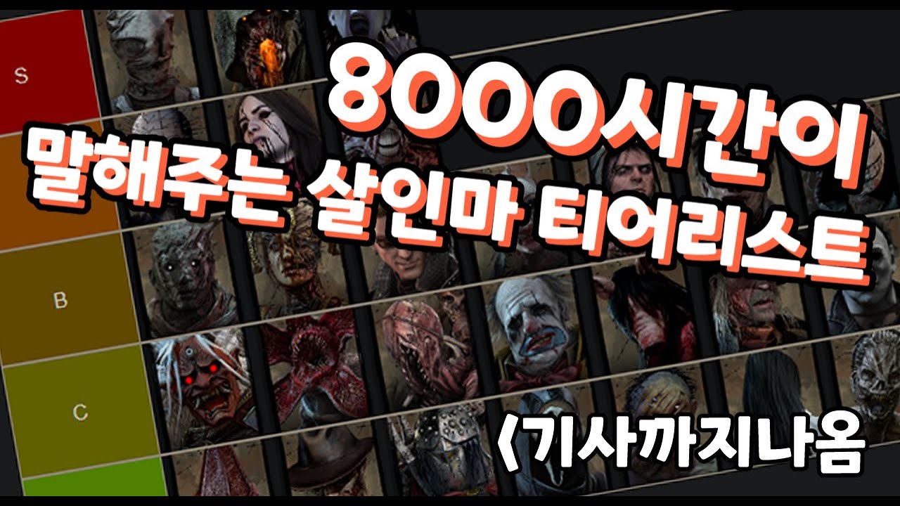 8000시간피셜 살인마 티어리스트 - Youtube