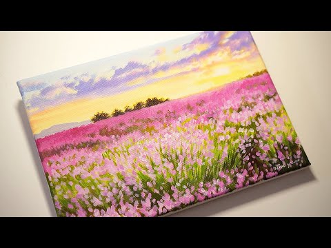 마음이 힐링되는 꽃밭 풍경화 그리는 법 Landscape Acrylic Painting Tutorial | Flowers | 아크릴화 기초