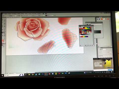 일러스트레이터 메쉬망작업 꽃잎그리기 기초드로잉