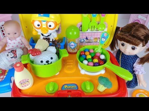 Baby doll food car and kitchen cooking toys play 콩순이 푸드카예요 밥도 먹고 짜장라면도 만들어 먹어 볼까요 음식자동차 요리놀이 | 토이몽TV