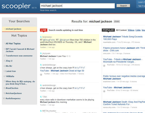 실시간 트위터 검색엔진 - Scoopler - 서지스윈 @It. 블로그 매거진.