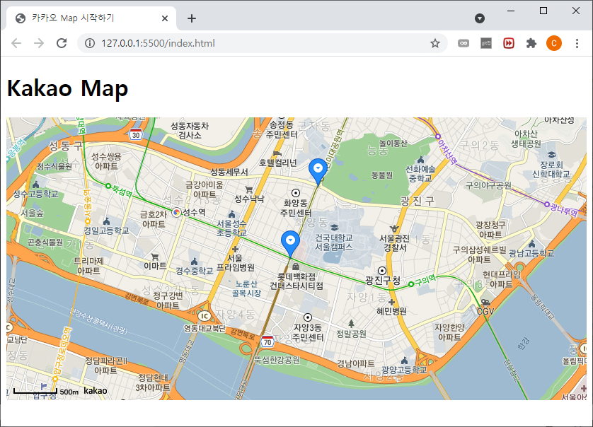 Kakao Maps Api] 카카오 맵 Api 지도 마커표시 예제